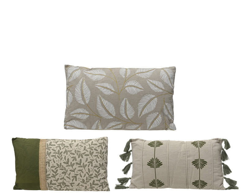Cushion cotton leaf pattern - sold separately