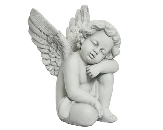 Baby Angel Sitting With Head Titled Statue