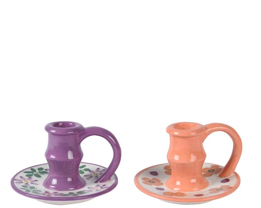 Candleholder - Lilac or Orange (11x7.3cm)