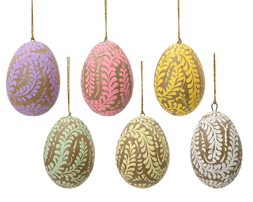 Easter Egg With Handpainted Designs- Wooden (7x5cm)