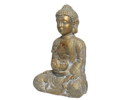 Antique Gold Buddha Statue With Lotus