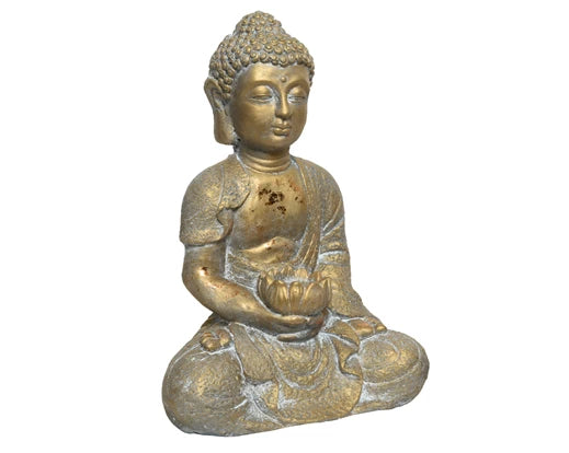 Antique Gold Buddha Statue With Lotus