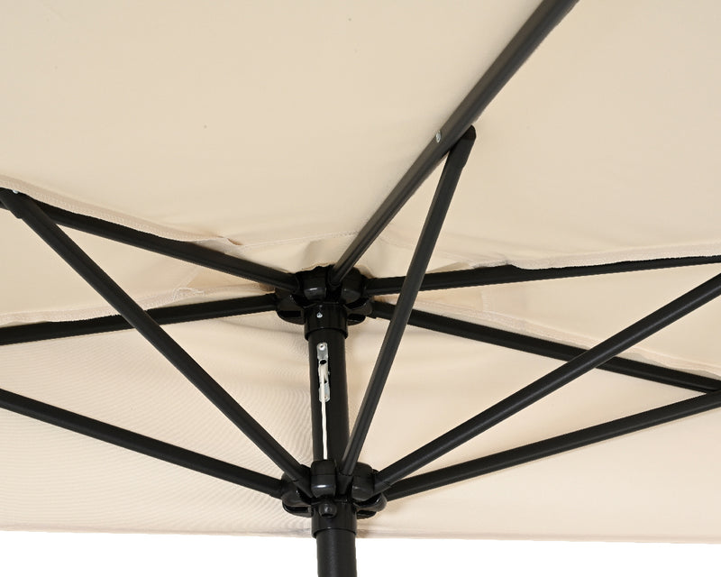 Half Parasol - 1.35 meter - Cream with Blue Fringe