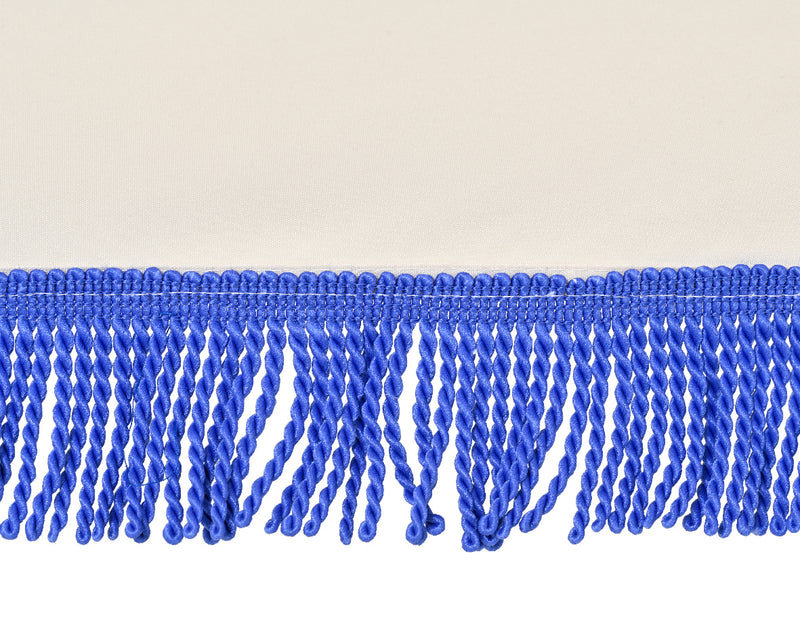 Half Parasol - 1.35 meter - Cream with Blue Fringe