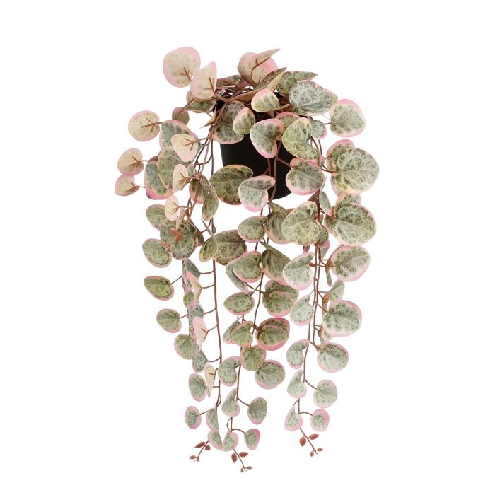 Artificial Decorative Ceropegia Woodii Hanging In Pot - Pink (L46XW12XH10CM)