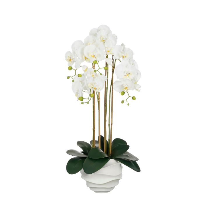 Artificial Phalaenopsis In White Pot (L40XW34XH82CM)
