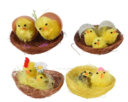 Chicken Chenille In A Nest (4x6cm)