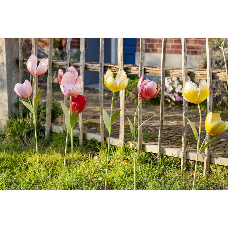 Garden pick pink glass