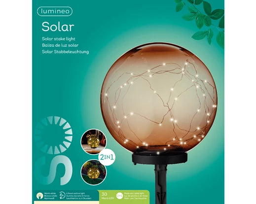 Lumino - Solar Stake Light Ball - Amber - Large