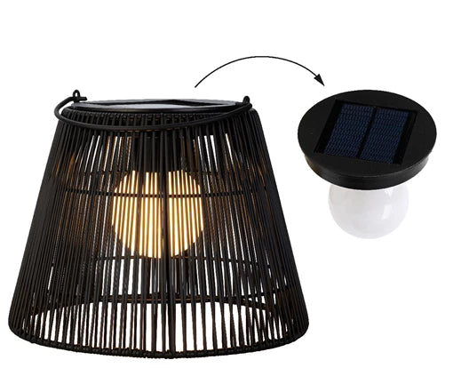 Lumino - Premium Solar Wicker Lantern - Black