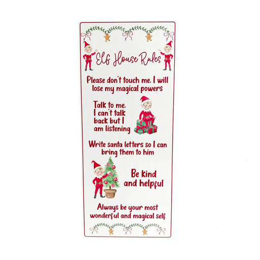Elf Crew Christmas House Rules Wall Plaque