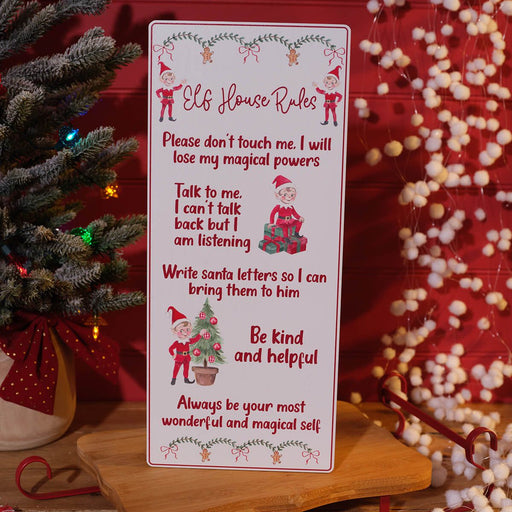 Elf Crew Christmas House Rules Wall Plaque