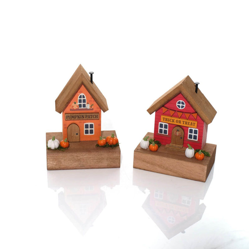 Decorative wooden pumpkin house block – alternate view – Richard Lang