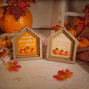 Wood-framed pumpkin house easel plaque – assorted designs – Richard Lang