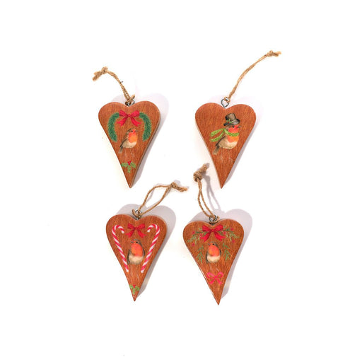 Robin Christmas Heart Hanger - 4 Assorted Designs