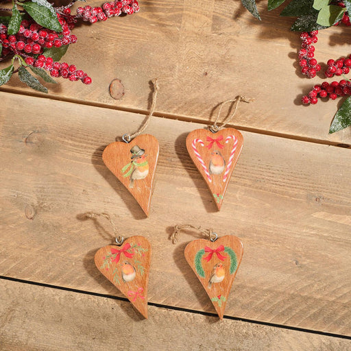 Robin Christmas Heart Hanger - 4 Assorted Designs