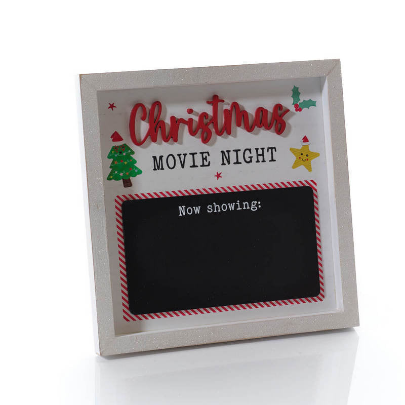 Christmas Movie Night Easel Chalkboard