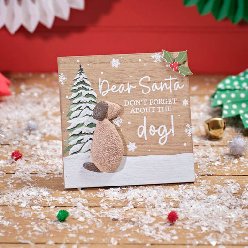 Dear Santa Dog Christmas Easel Plaque
