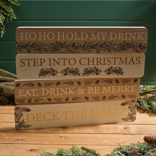 Evergreen Christmas Wooden Plaque - 4 Assorted Designs