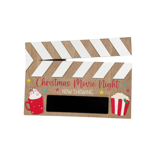Christmas Movie Night Wooden Clapperboard Plaque