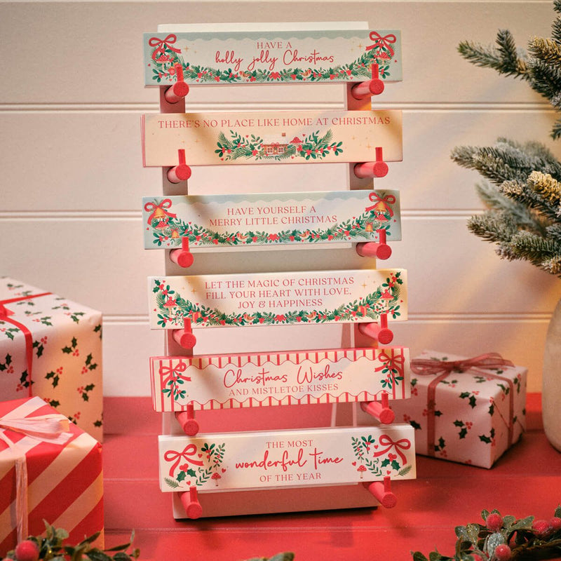 Hollies & Berries Christmas Tabletop Block - 6 Assorted Designs