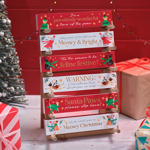 Wooden Cat Christmas Block - assorted design, sold separately