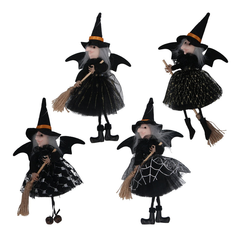 Black Witch with Broom Decoration – Assorted Designs
