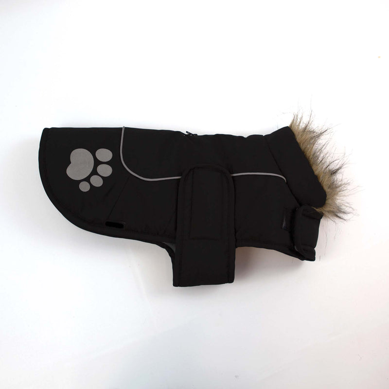 Paw Print Dog Jacket Black X-Lge