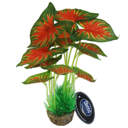 Betta Choice Red & Green Plant With Sand Base 8"