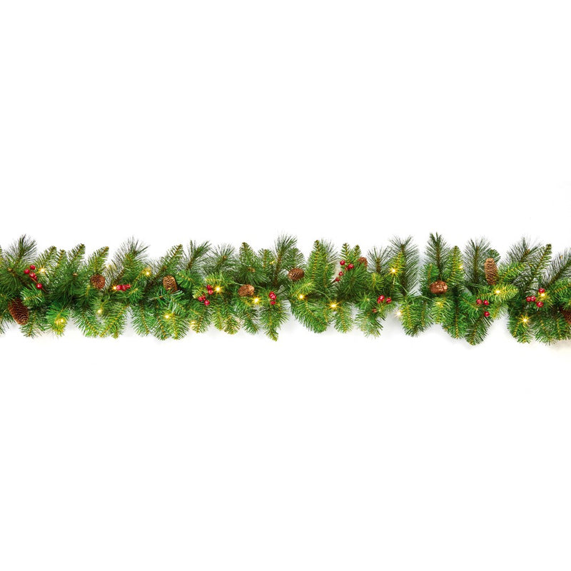 9 Foot Pre-Lit Everyday Christmas garland with 50 warm white LEDs