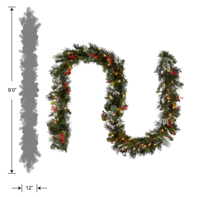 9 Foot Pre-Lit Wintry Pine Christmas garland – image 3