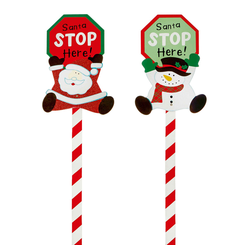 Christmas Sign Santa Stop Here 100cm (Sold Individually)