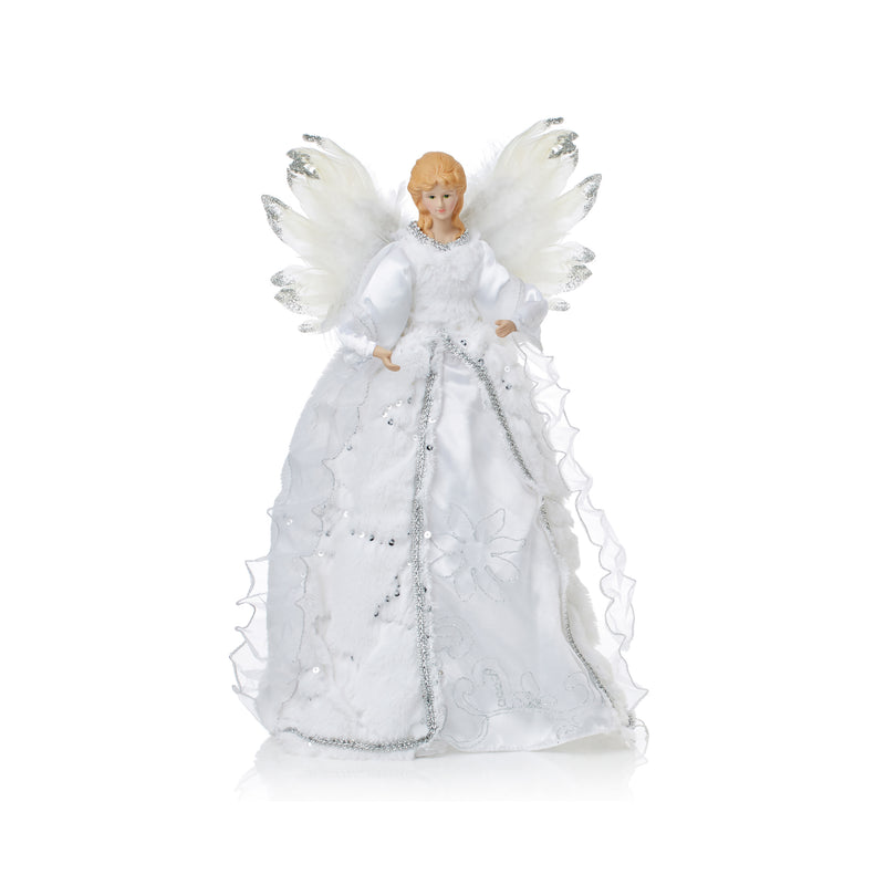 Christmas Tree Topper Angel Gold or Silver Dress With Wings 40cm