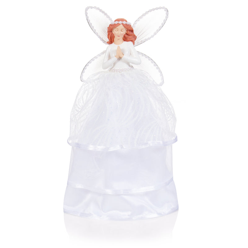 Christmas Tree Topper Angel White Dress With Wings 28cm