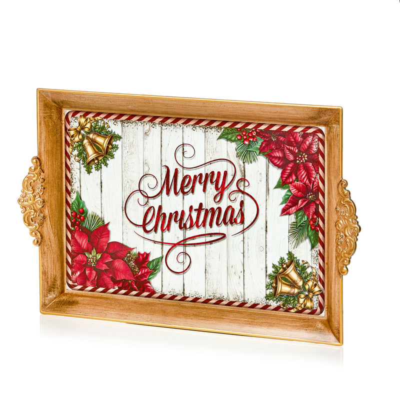 Christmas Dinner Tray With Poinsettia Design 39cm x 25cm