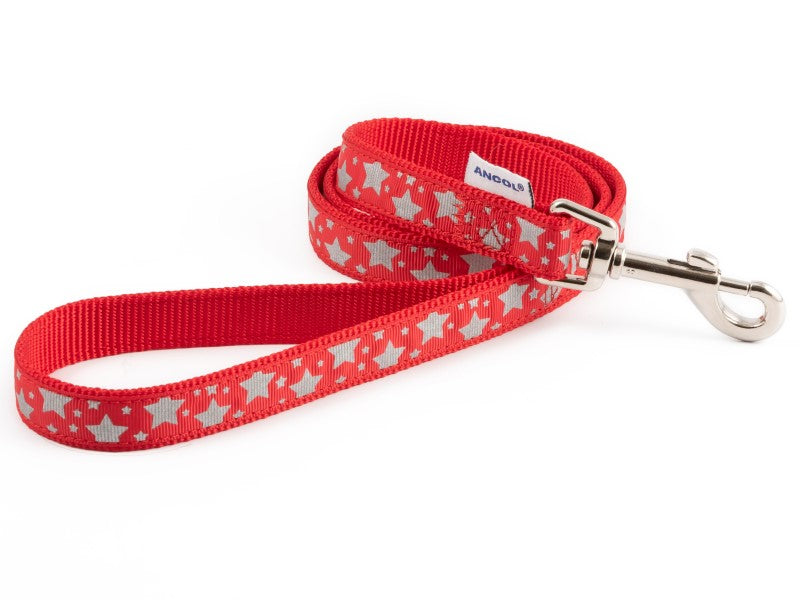 Paw & Bone Reflective Lead With Stars (Red - 19MM)