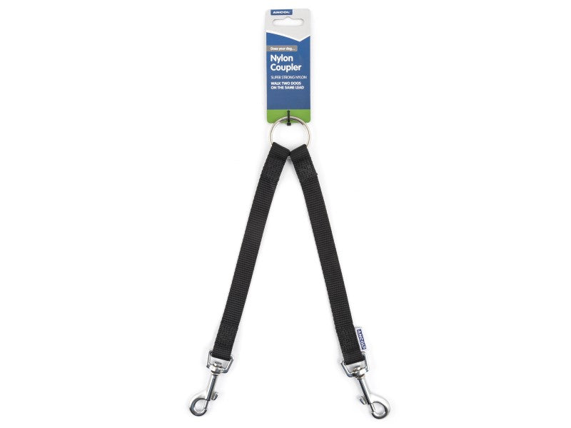 Ancol Sewn Nylon Black Coupler 19mm