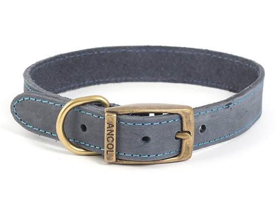 Ancol Timberwolf Leather Collar Blue 45-54cm Size 6