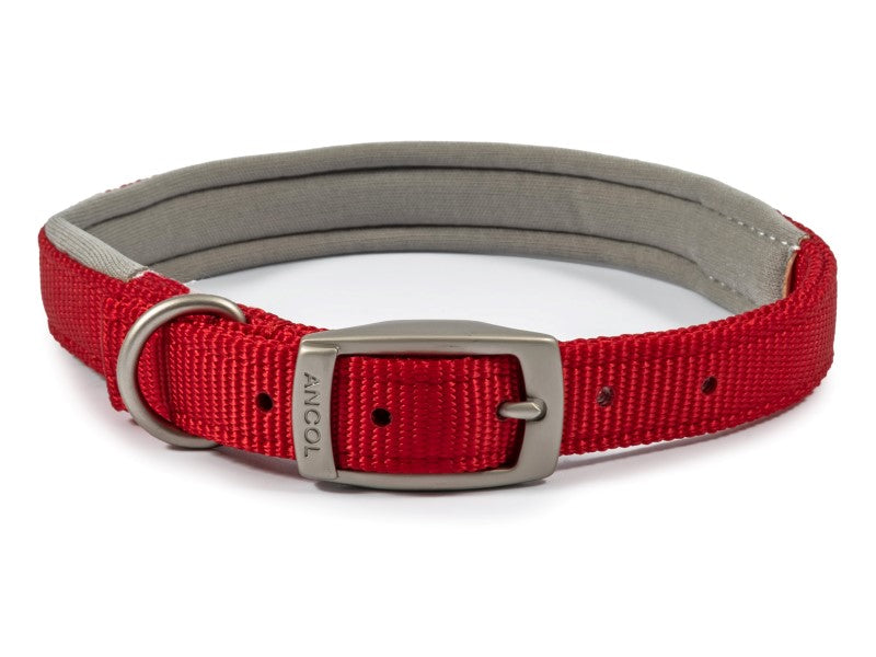 Ancol Viva Padded Nylon Collar Red (45-55cm) Size 6