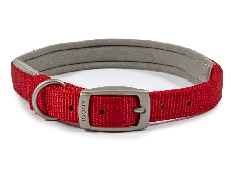 Ancol Viva Padded Nylon Collar Red (40-50cm) Size 5