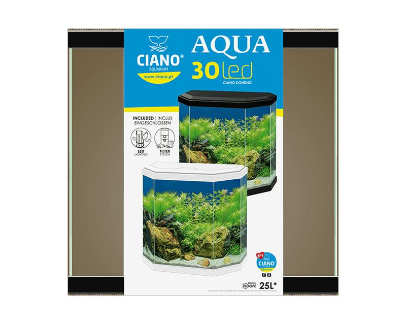 Ciano Aqua 30 Hex Black With LED Lights & Filter 25 Litre