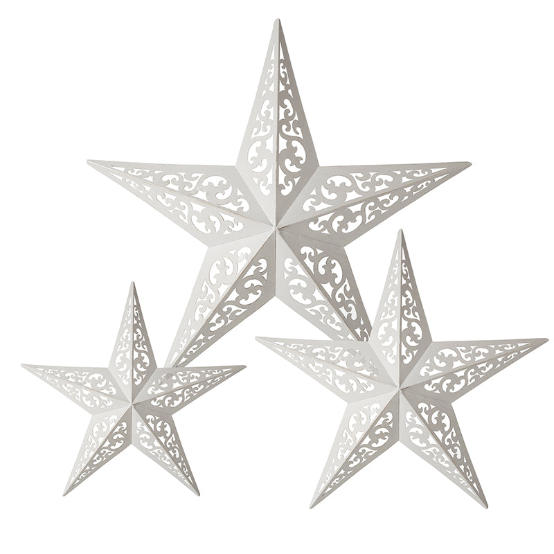 Christmas Hanging Decoration White Metal Star Large (Sold Individually)