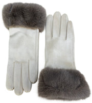 Bettina Faux Suede & Faux Fur Gloves - Cream by Powder on a plain background