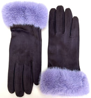 Bettina Faux Suede & Faux Fur Gloves - Damson by Powder on a plain background