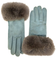 Bettina Faux Suede & Faux Fur Gloves - Ice by Powder on a plain background