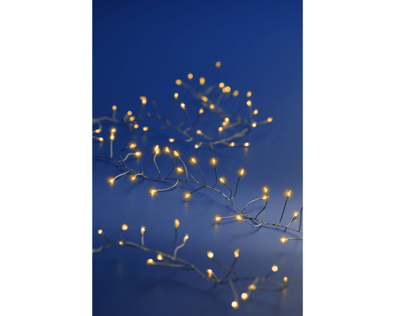 Battery Operated 100 Micro Lights Compact Classic Warm White With Silver Cable 120cm