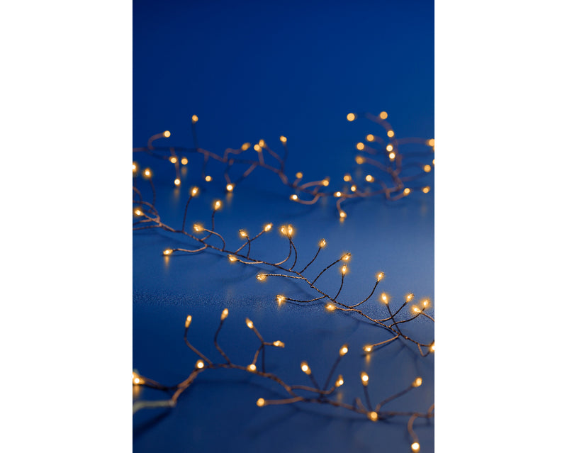 Battery Operated 100 Micro Lights Compact Steady Classic Warm Copper Cable 1.20m