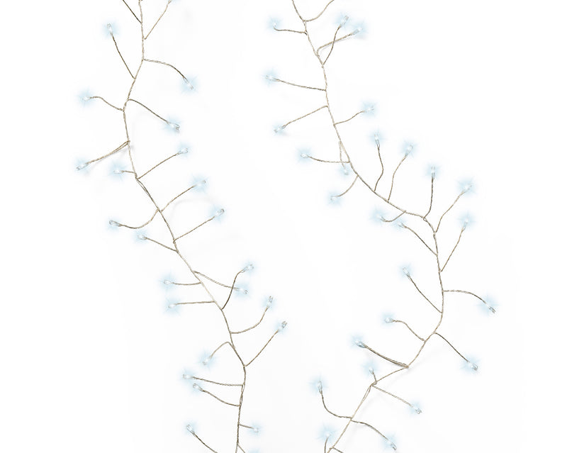 Battery Operated 100 Micro Lights Compact Steady Warm White Silver Cable 1.20m