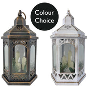 Battery-Operated LED Hexagonal Flickabrights Lanterns 33 cm - 2 Assorted Designs