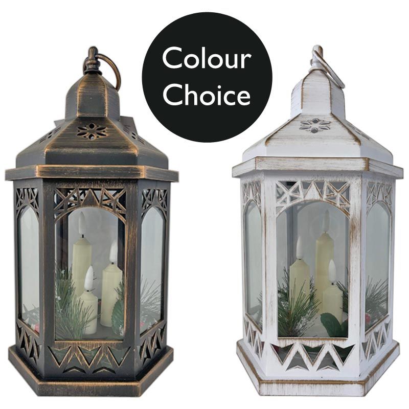 Battery-Operated LED Hexagonal Flickabrights Lanterns 33 cm - 2 Assorted Designs